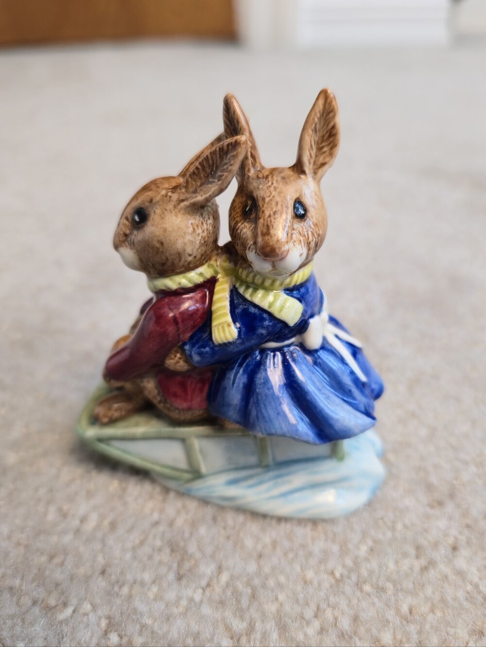 Sleigh Ride Billie & Buntie Bunnykins 1972 Royal Doulton Bunnykins  MINT Q1 DB4